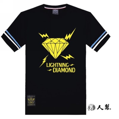 男人幫大尺碼-條紋閃電鑽石超人氣純棉短袖T恤(T1331)