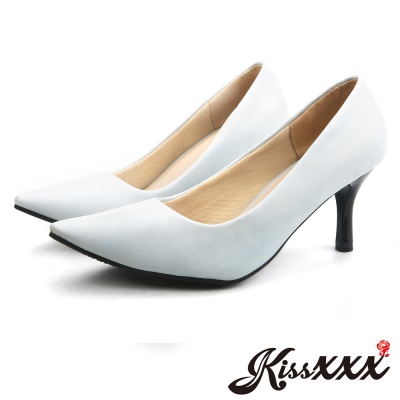 KissXXX-低反發舒適感美腿效果7CM小尖頭高跟鞋 天藍