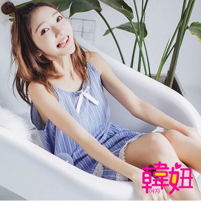 韓妞-小新清英條紋無袖居家服睡衣-KR025