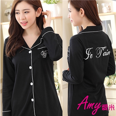 AMY愛米-韓系寬鬆長袖二件式居家服(AD108)